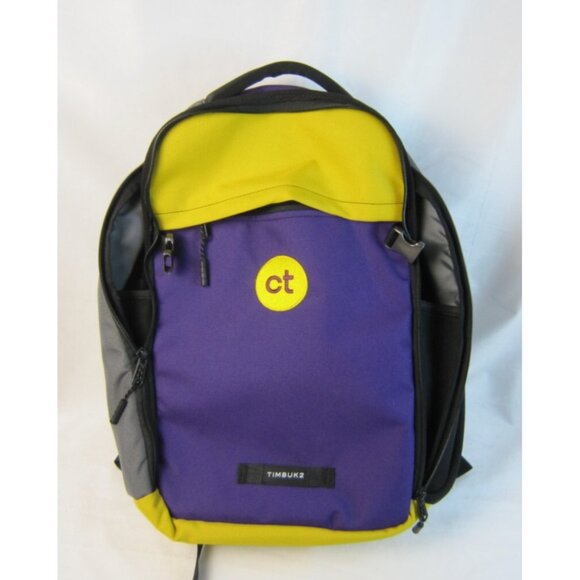 Timbuk2 Division Backpack Purple Yellow "ct" Logo - 17" x 12" - Picture 1 of 14